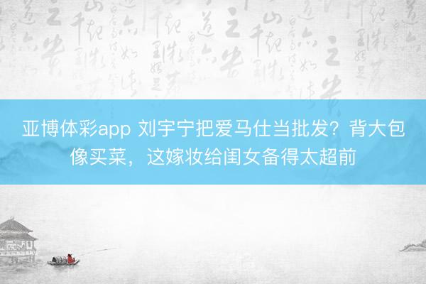 亚博体彩app 刘宇宁把爱马仕当批发?背大包像买菜,这嫁妆给闺女备得太超前