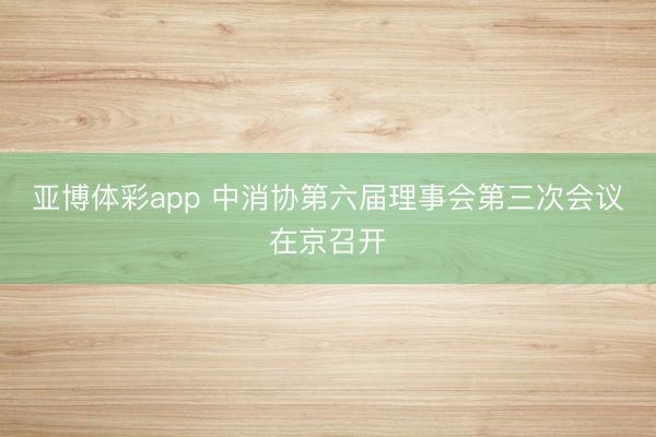 亚博体彩app 中消协第六届理事会第三次会议在京召开