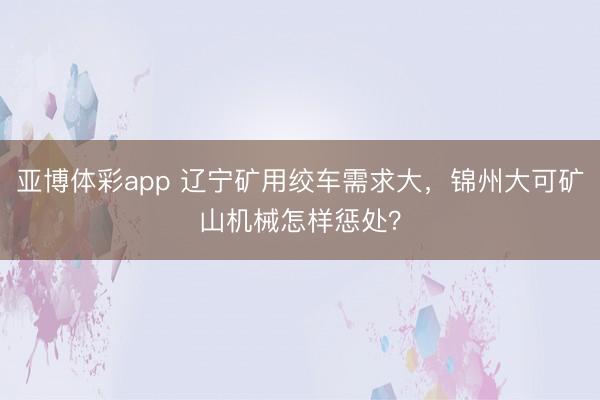 亚博体彩app 辽宁矿用绞车需求大,锦州大可矿山机械怎样惩处?