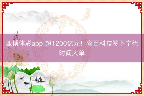 亚博体彩app 超1200亿元!容百科技签下宁德时间大单