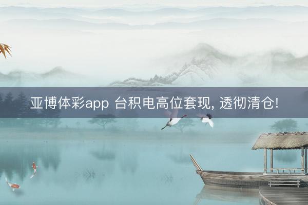 亚博体彩app 台积电高位套现， 透彻清仓!